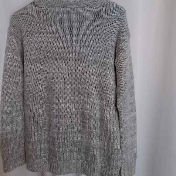 Rewind Owl Face Knit Sweater Sz S Gray -Crew Neck -Soft -Long Sleeve - Picture 7 of 11